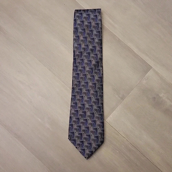 🛍Arrow Grey‎ Blue Abstract Silk Mens Neck Tie - Picture 1 of 5